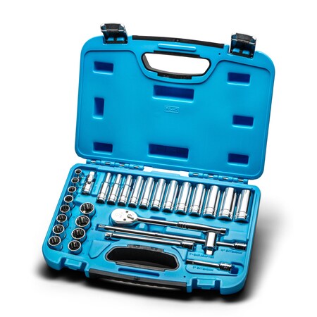 Capri Tools 3/8 in Drive 12-Point Shallow and Deep Socket Set, Metric, 29 pcs CP16300